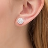 Thumbnail Image 2 of Previously Owned - 1 CT. T.W.  Lab-Grown Diamond Double Frame Stud Earrings in 14K White Gold (F/SI2)