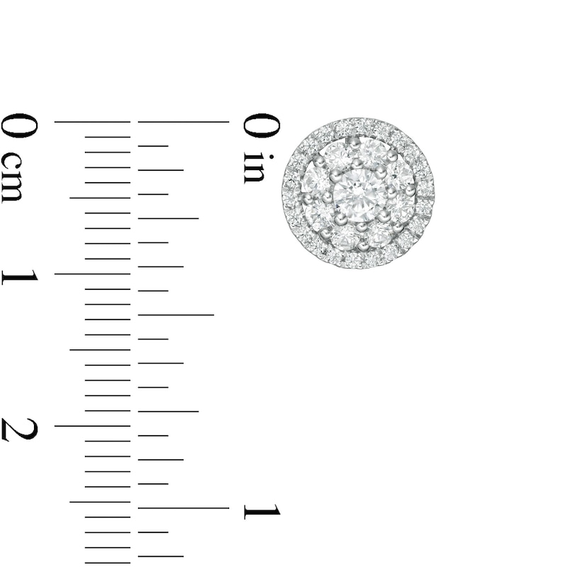 Main Image 3 of Previously Owned - 1 CT. T.W.  Lab-Grown Diamond Double Frame Stud Earrings in 14K White Gold (F/SI2)