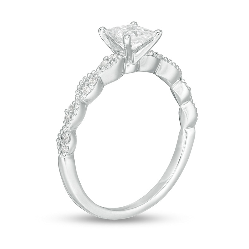 Main Image 3 of Previously Owned - 5/8 CT. T.W.  Princess-Cut Diamond Engagement Ring in 14K White Gold (I/SI2)