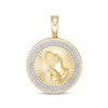 Thumbnail Image 1 of Previously Owned - 1/5 CT. T.W. Diamond Textured Rope Frame Praying Hands Medallion Necklace Charm in 10K Gold