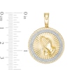 Thumbnail Image 2 of Previously Owned - 1/5 CT. T.W. Diamond Textured Rope Frame Praying Hands Medallion Necklace Charm in 10K Gold