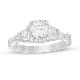 Previously Owned - Vera Wang Love Collection 3/4 CT. T.W. Cushion-Cut Diamond Twist Engagement Ring in 14K White Gold
