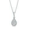Thumbnail Image 1 of Previously Owned - 1/4 CT. T.W. Pear-Shaped Multi-Diamond Frame Pendant in 10K White Gold