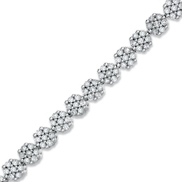 Previously Owned - 2 CT. T.W. Diamond Flower Bracelet in 14K White Gold