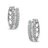 Thumbnail Image 1 of Previously Owned - 1/2 CT. T.W. Round and Baguette Diamond Hoop Earrings in 10K White Gold