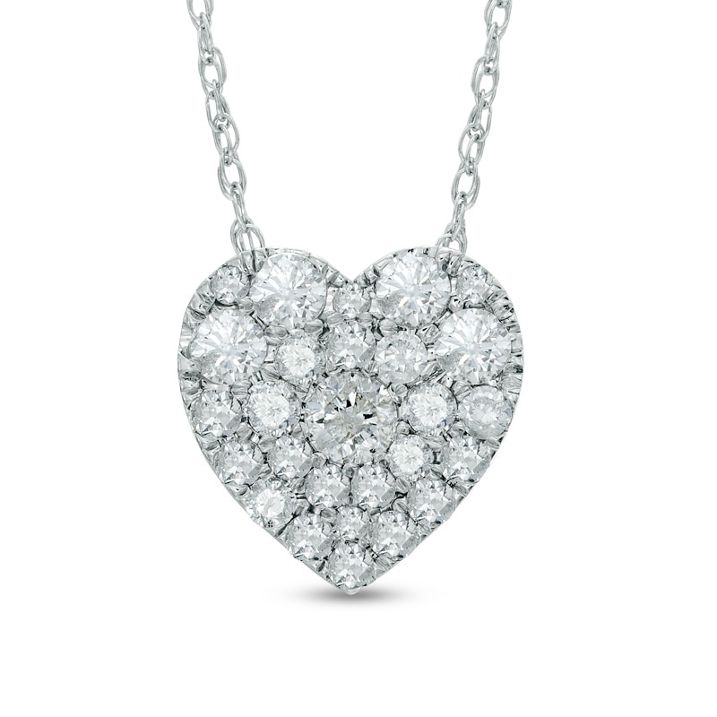 Main Image 1 of Previously Owned - 1/2 CT. T.W. Composite Diamond Heart-Shaped Pendant in 10K White Gold