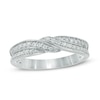 Thumbnail Image 1 of Previously Owned - 1/4 CT. T.W. Diamond Twisting Wedding Band in 10K White Gold