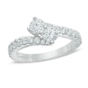 Thumbnail Image 1 of Previously Owned - 1 CT. T.W. Two-Stone Diamond Bypass Anniversary Band in 14K White Gold