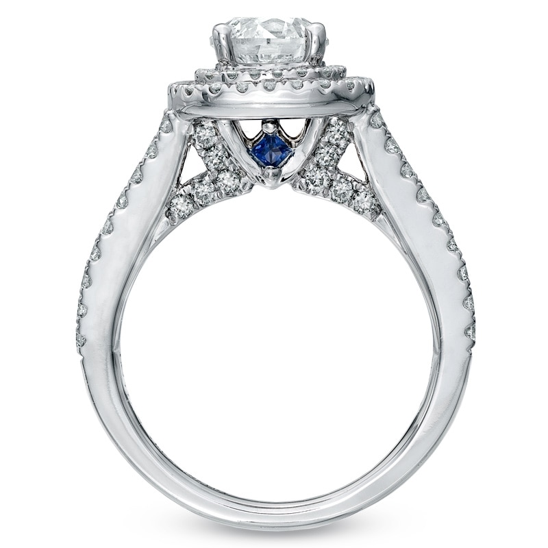 Main Image 2 of Previously Owned - Vera Wang Love Collection 2 CT. T.W. Diamond Frame Split Shank Engagement Ring in 14K White Gold