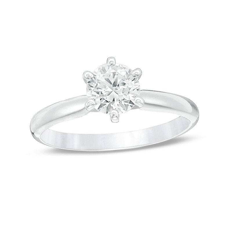Main Image 1 of Previously Owned - 1 CT.  Diamond Solitaire Engagement Ring in 14K White Gold (I/I2)