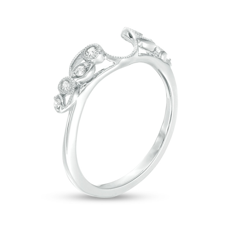 Main Image 2 of Previously Owned - 1/8 CT. T.W. Diamond Vine Vintage-Style Solitaire Enhancer in 10K White Gold