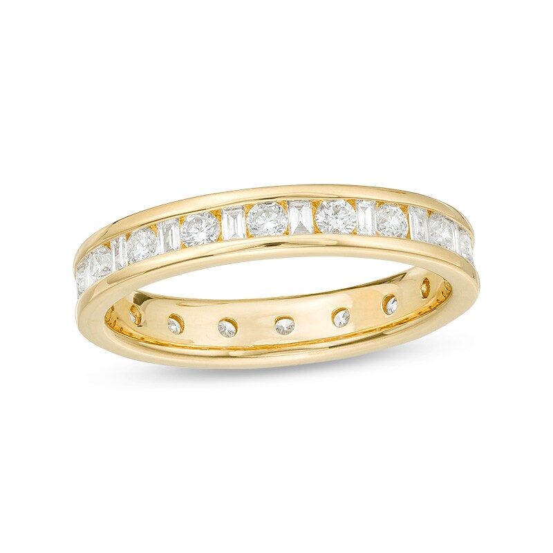 Main Image 1 of Previously Owned - 1 CT. T.W. Baguette and Round Diamond Eternity Band in 14K Gold (H/SI2)