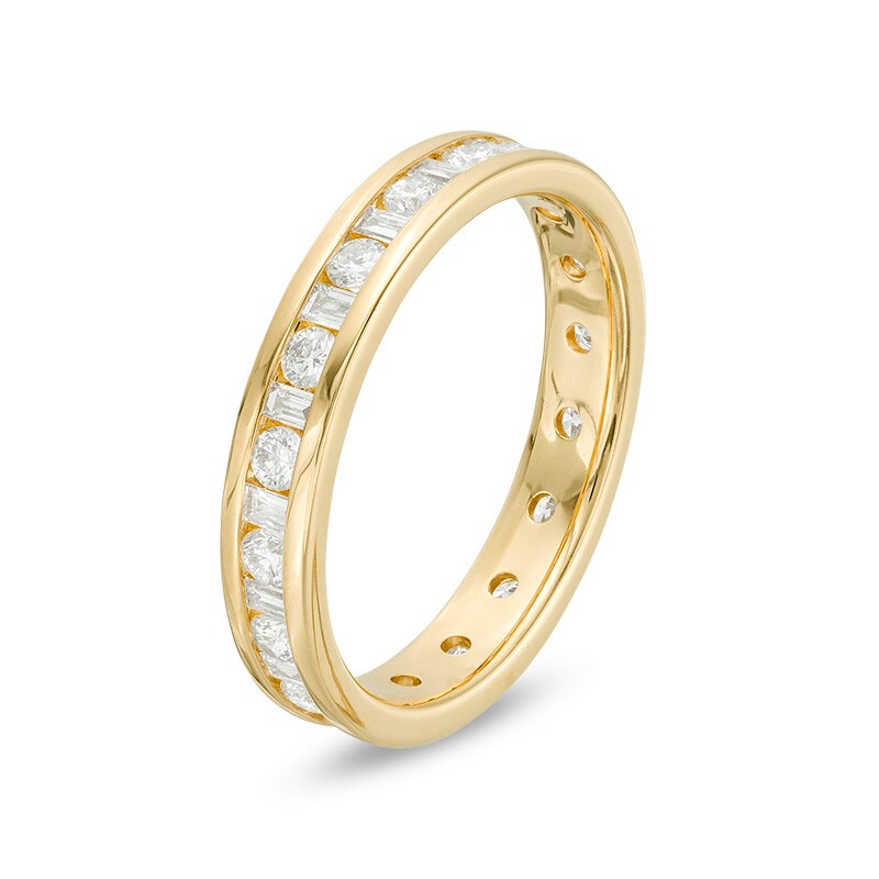 Main Image 2 of Previously Owned - 1 CT. T.W. Baguette and Round Diamond Eternity Band in 14K Gold (H/SI2)