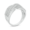 Thumbnail Image 1 of Previously Owned - 1 CT. T.W. Baguette and Round Diamond Multi-Row Crossover Ring in 10K White Gold