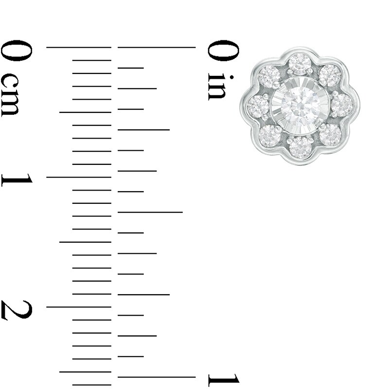 Main Image 2 of Previously Owned - 1/2 CT. T.W. Diamond Flower Frame Stud Earrings in 10K White Gold