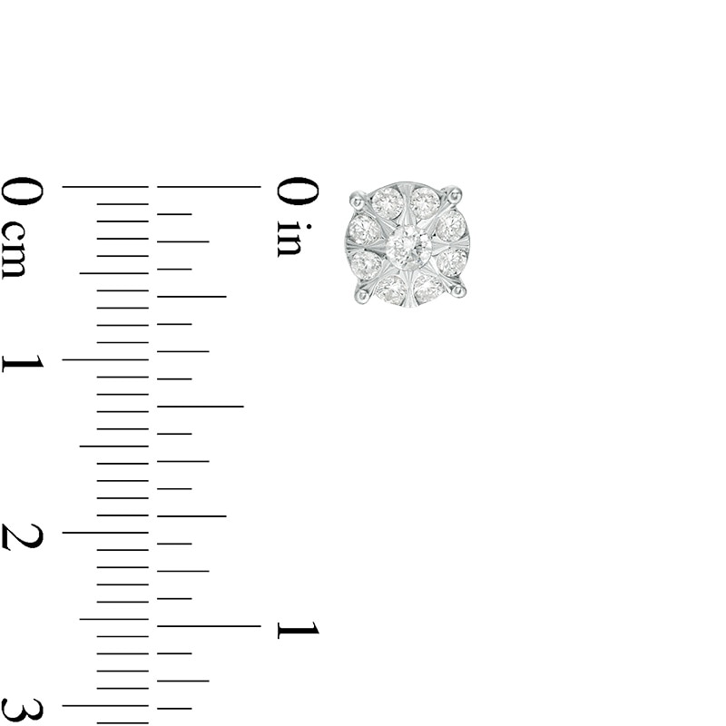 Main Image 3 of Previously Owned - 1/2 CT. T.W. Multi-Diamond Frame Stud Earrings in 10K White Gold