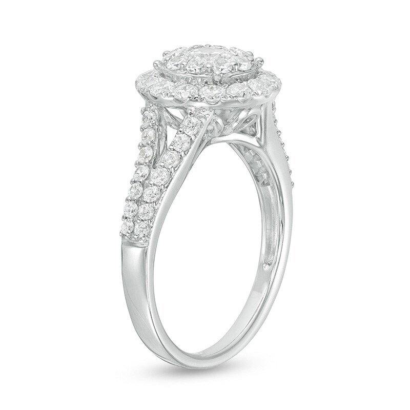 Main Image 3 of Previously Owned - 1-1/2 CT. T.W. Diamond Double Frame Engagement Ring in 14K White Gold