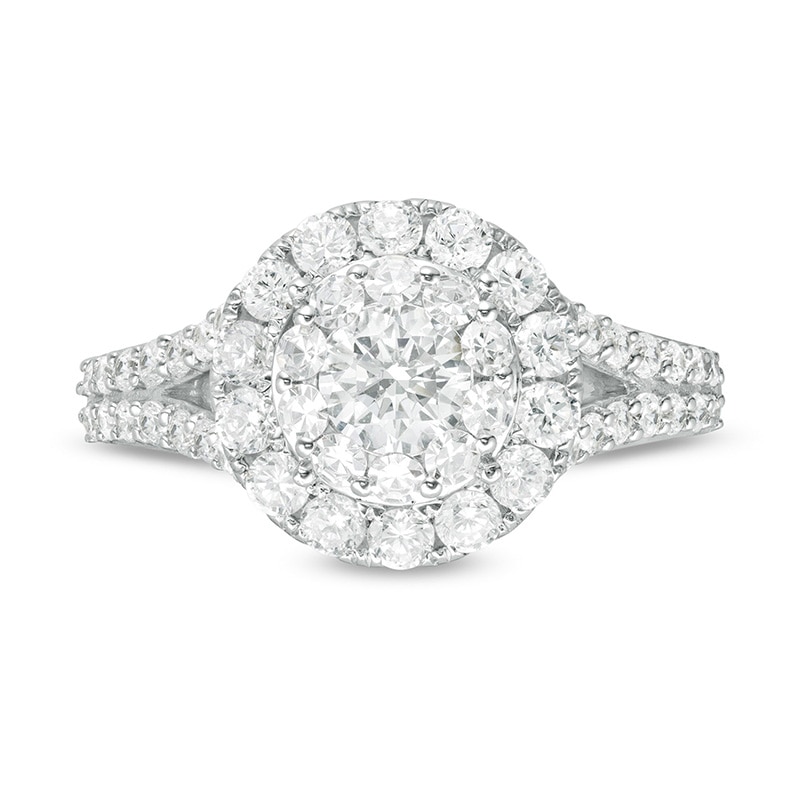 Main Image 4 of Previously Owned - 1-1/2 CT. T.W. Diamond Double Frame Engagement Ring in 14K White Gold