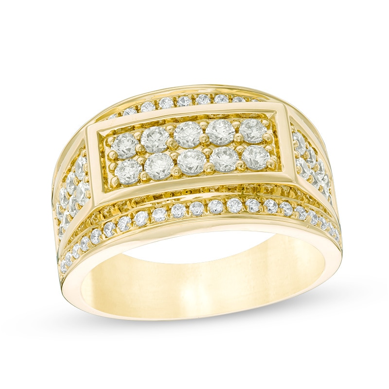 Previously Owned - Men's 1-1/2 CT. T.W. Composite Diamond Rectangle Top Ring in 10K Gold