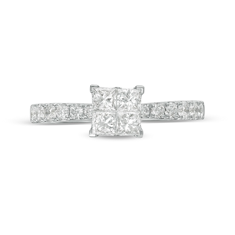 Main Image 4 of Previously Owned - 1 CT. T.W. Quad Princess-Cut Diamond Engagement Ring in 14K White Gold