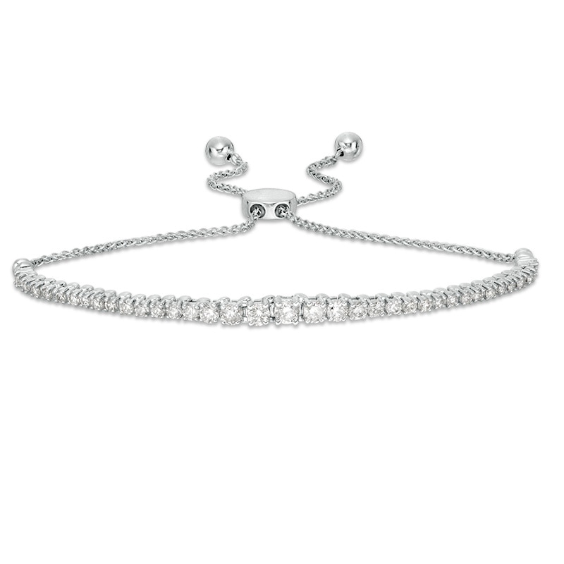 Main Image 1 of Previously Owned - 1 CT. T.W. Diamond Bolo Bracelet in 10K White Gold - 9.5"