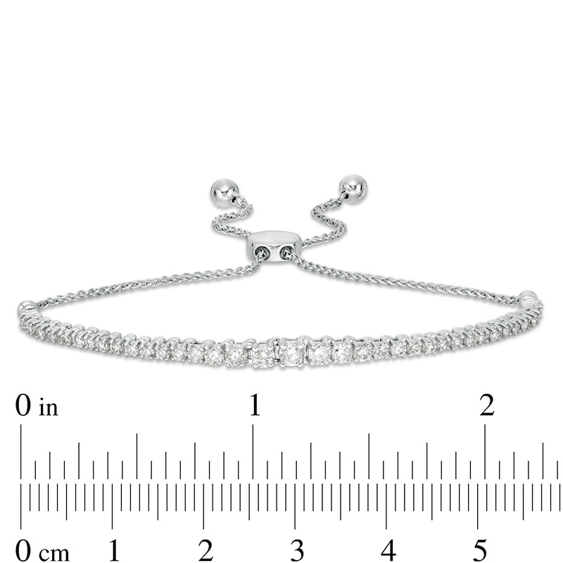 Main Image 2 of Previously Owned - 1 CT. T.W. Diamond Bolo Bracelet in 10K White Gold - 9.5"
