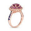Thumbnail Image 3 of Previously Owned - Rhodolite Garnet, Garnet, Blue Sapphire and 1/8 CT. T.W. Diamond Frame Flower Ring in 14K Rose Gold