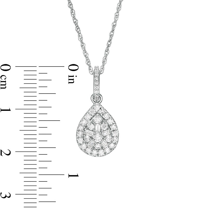 Main Image 2 of Previously Owned - 1/2 CT. T.W. Pear-Shaped Multi-Diamond Frame Pendant in 10K White Gold