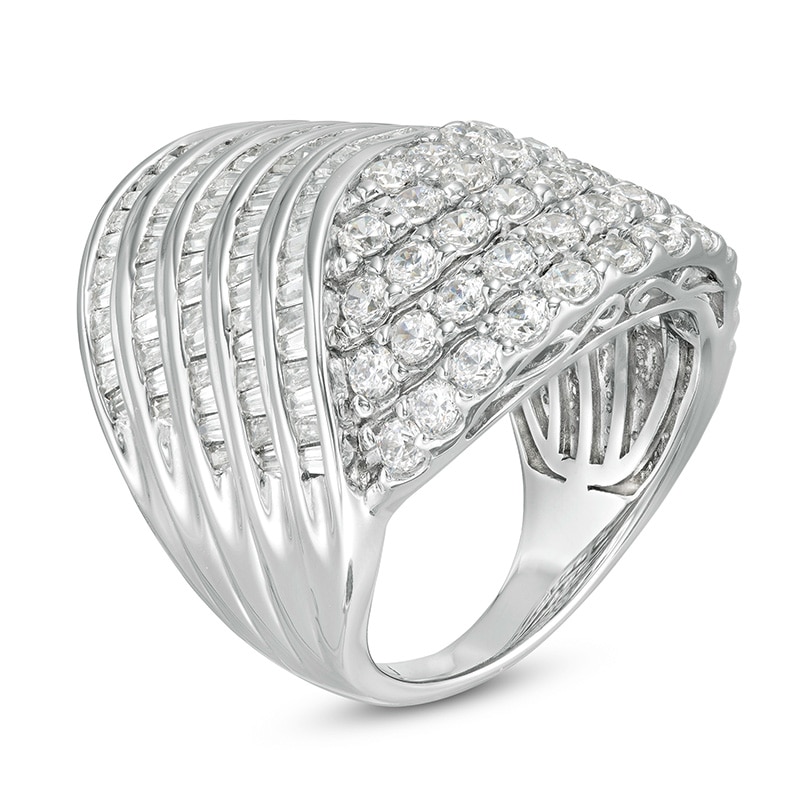 Main Image 2 of Previously Owned - 4 CT. T.W. Diamond Multi-Row Bypass Ring in 10K White Gold