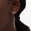 Thumbnail Image 2 of Previously Owned - 1/4 CT. T.W. Baguette and Round Diamond Crawler Earrings in 10K White Gold