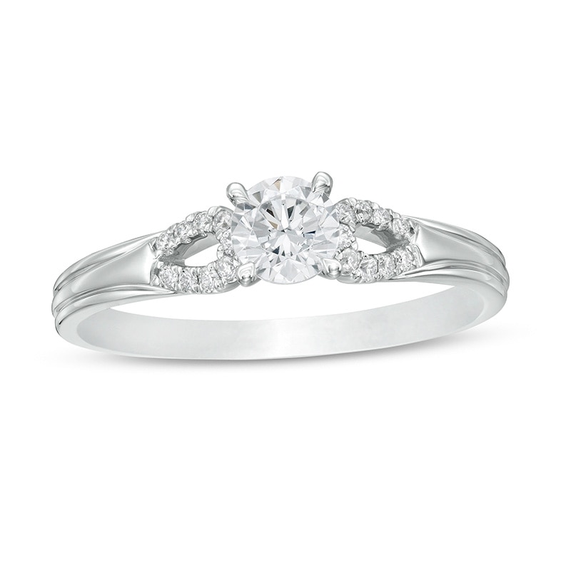 Previously Owned - 1/2 CT. TW. Diamond Open Loop Shank Engagement Ring in 14K White Gold (I/I2)