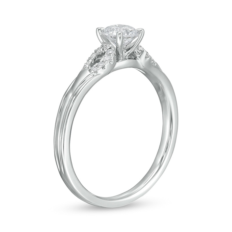 Main Image 3 of Previously Owned - 1/2 CT. TW. Diamond Open Loop Shank Engagement Ring in 14K White Gold (I/I2)