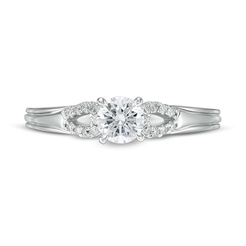 Previously Owned - 1/2 CT. TW. Diamond Open Loop Shank Engagement Ring in 14K White Gold (I/I2)