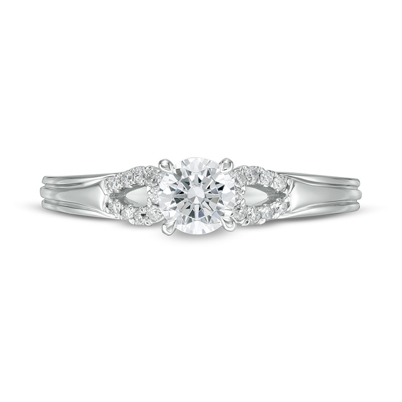 Main Image 4 of Previously Owned - 1/2 CT. TW. Diamond Open Loop Shank Engagement Ring in 14K White Gold (I/I2)