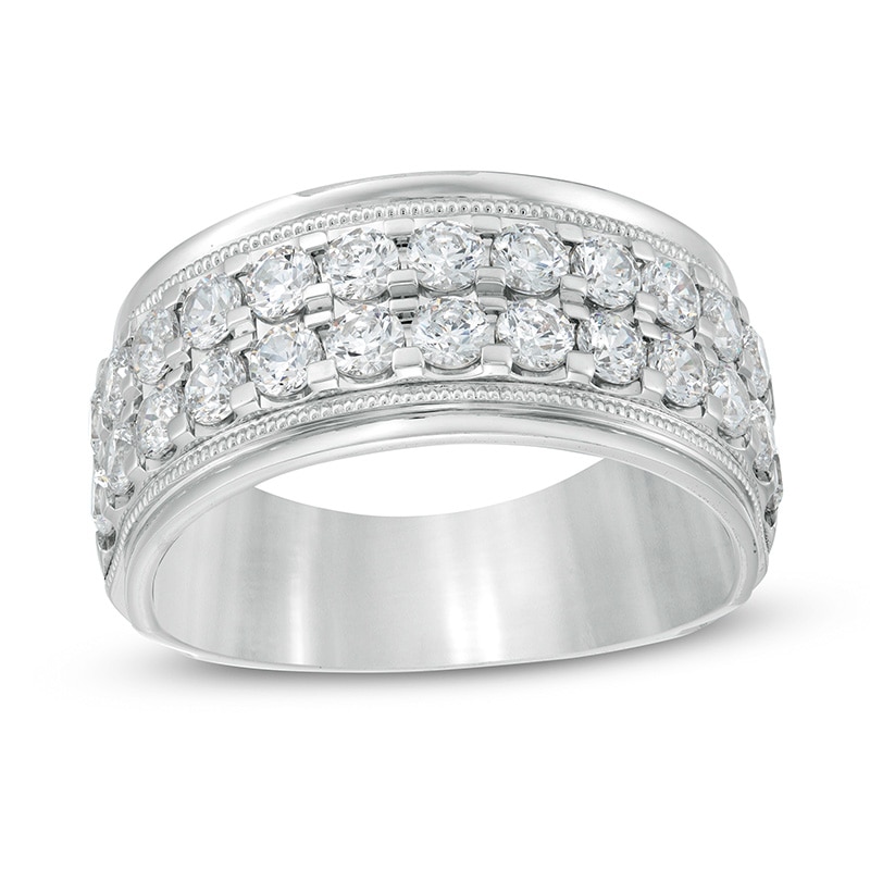 Main Image 1 of Previously Owned - 2 CT. T.W. Diamond Raised Double Row Anniversary Band in 10K White Gold