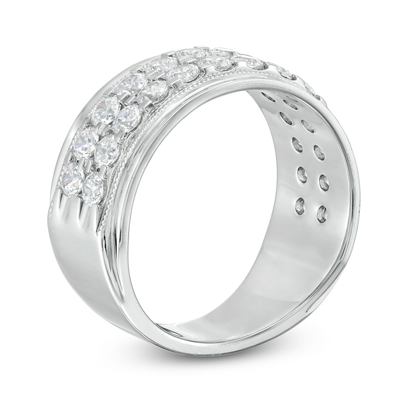 Main Image 2 of Previously Owned - 2 CT. T.W. Diamond Raised Double Row Anniversary Band in 10K White Gold