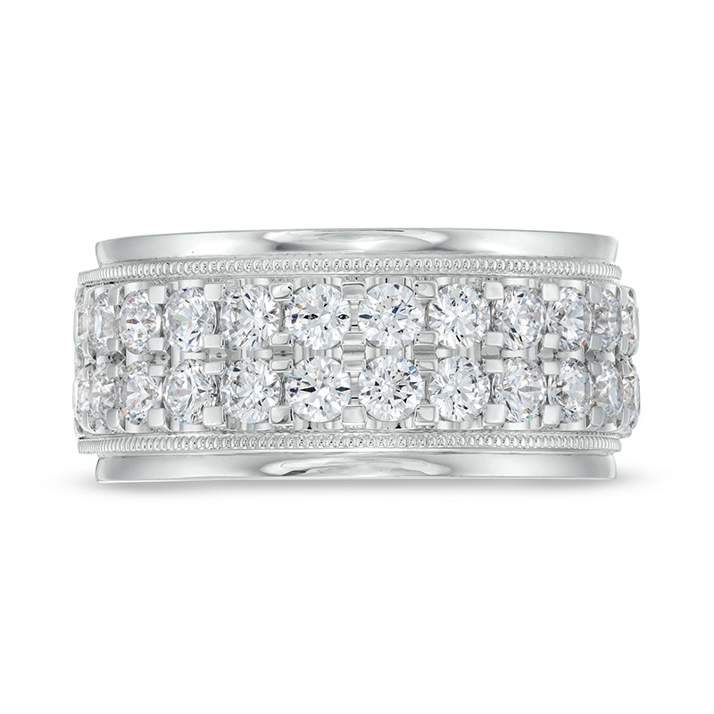 Main Image 3 of Previously Owned - 2 CT. T.W. Diamond Raised Double Row Anniversary Band in 10K White Gold
