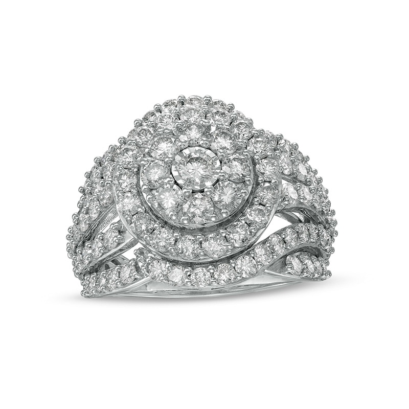 Main Image 1 of Previously Owned - 3 CT. T.W. Composite Diamond Multi-Row Ring in 10K White Gold