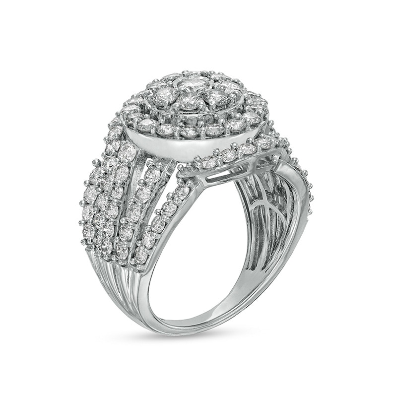 Main Image 3 of Previously Owned - 3 CT. T.W. Composite Diamond Multi-Row Ring in 10K White Gold