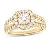 Thumbnail Image 1 of Previously Owned - 1 CT. T.W. Multi-Diamond Cushion Frame Multi-Row Engagement Ring in 10K Gold