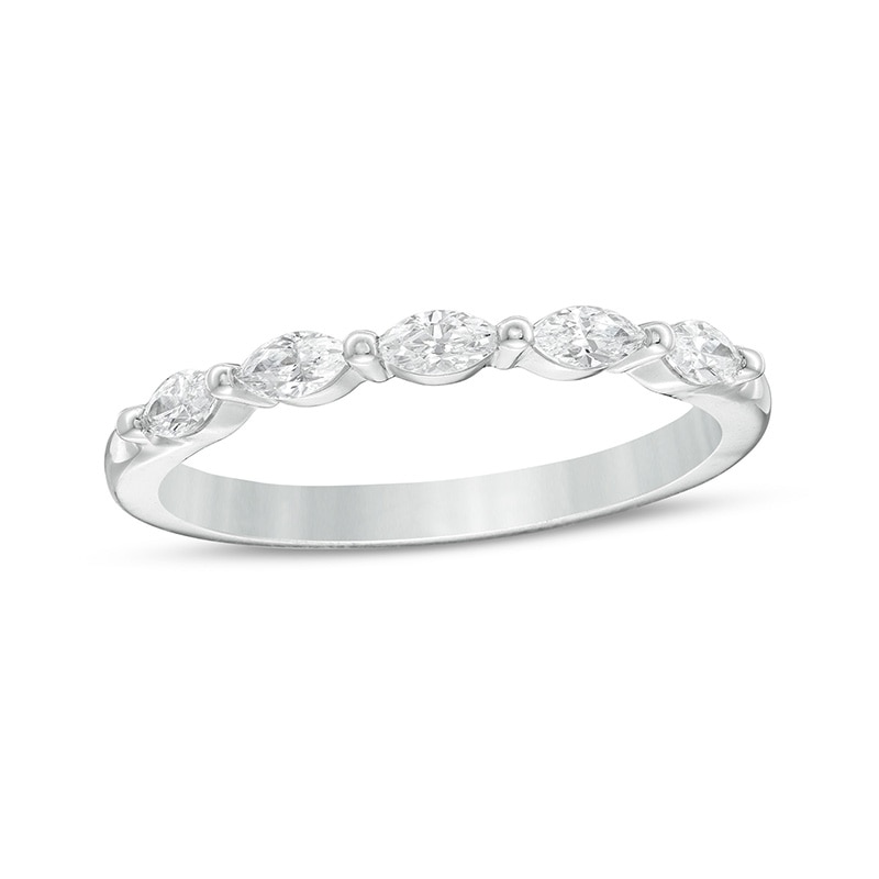 Main Image 1 of Previously Owned - 1/2 CT. T.W.  Marquise Diamond Five Stone Anniversary Band in 14K White Gold (I/SI2)