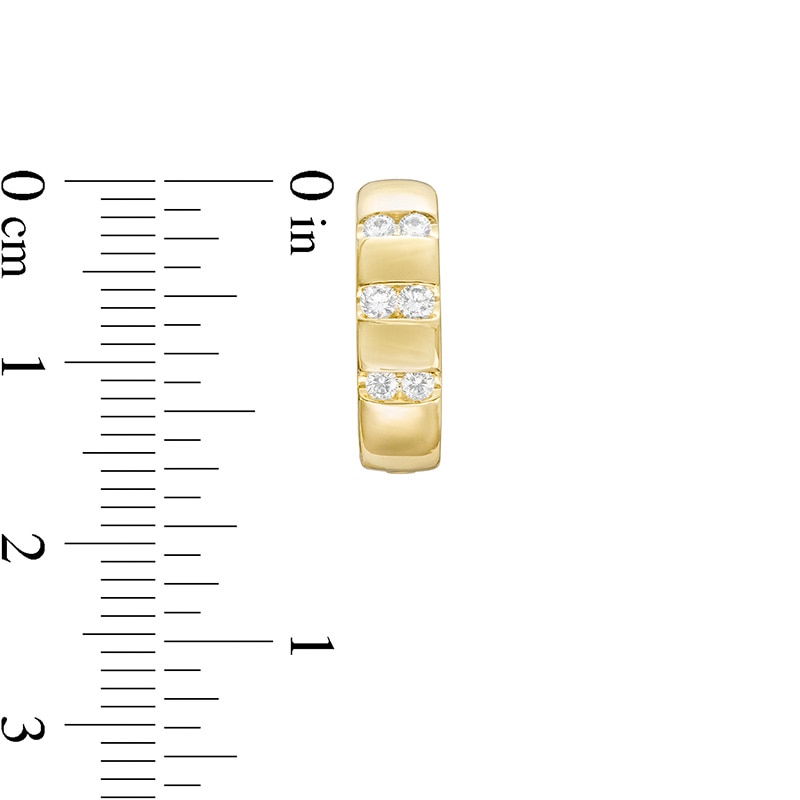 Main Image 3 of Previously Owned - 1/3 CT. T.W. Diamond Triple Row Huggie Hoop Earrings in 10K Gold