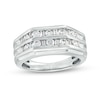 Thumbnail Image 1 of Previously Owned - 1 CT. T.W. Baguette and Round Diamond Double Row Wedding Band in 10K White Gold
