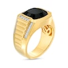 Thumbnail Image 3 of Previously Owned - 12.0mm Cushion-Cut Black Onyx and 1/4 CT. T.W. Diamond Collar Grooved Shank Ring in 10K Gold
