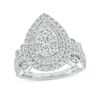 Thumbnail Image 1 of Previously Owned - 1 CT. T.W. Pear Multi-Diamond Double Frame Scallop Vintage-Style Engagement Ring in 10K White Gold