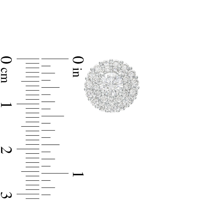 Main Image 3 of Previously Owned - 2 CT. T.W.  Lab-Grown Diamond Double Frame Stud Earrings in 10K White Gold (F/SI2)