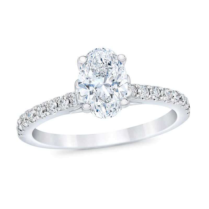 Main Image 1 of Previously Owned - Royal Asscher® 1 CT. T.W. Oval Diamond Engagement Ring in 14K White Gold