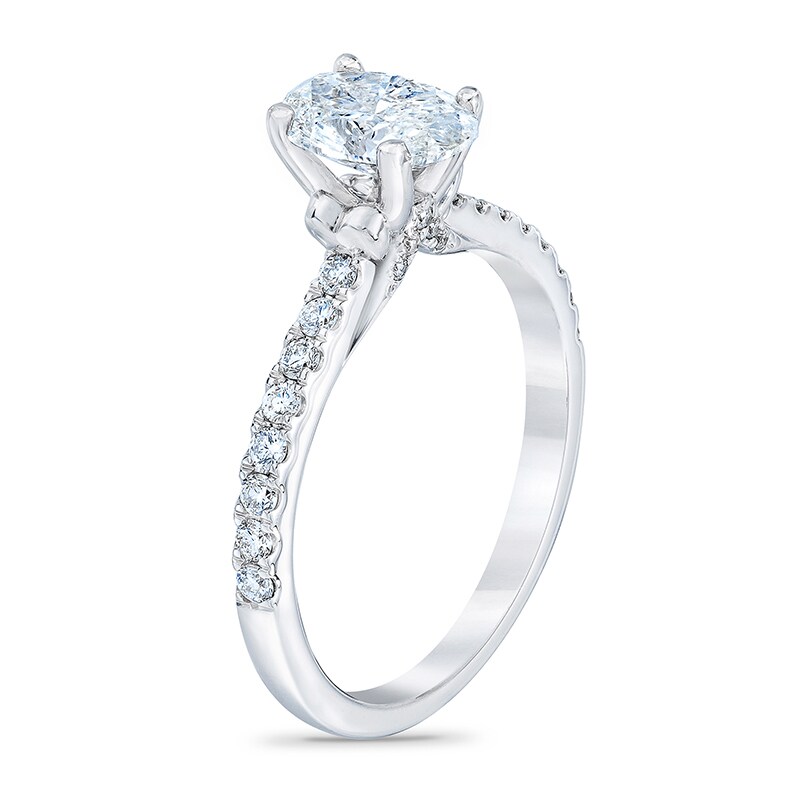 Main Image 2 of Previously Owned - Royal Asscher® 1 CT. T.W. Oval Diamond Engagement Ring in 14K White Gold