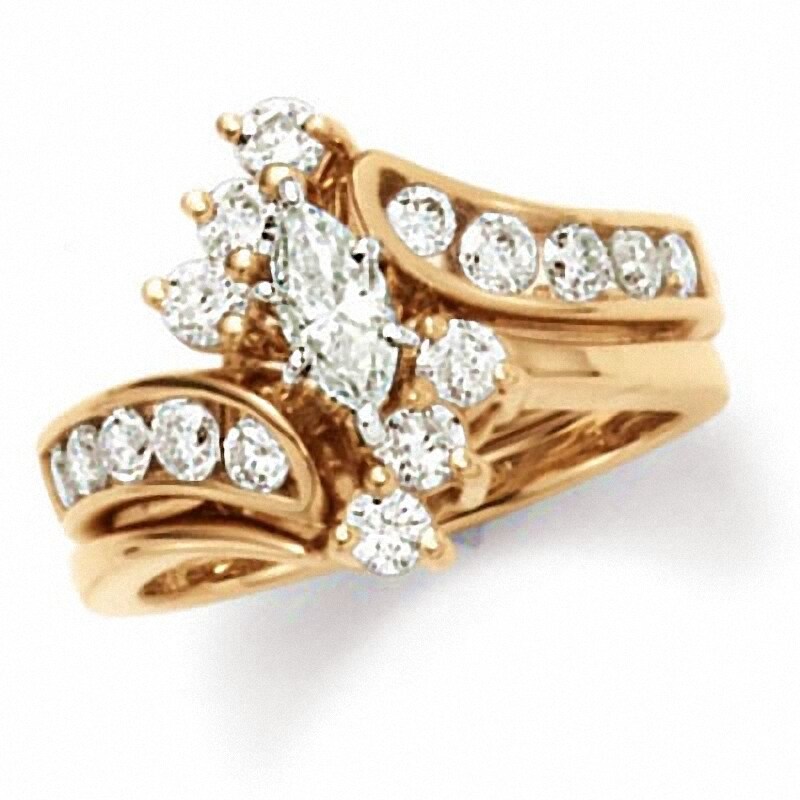 Main Image 1 of Previously Owned - 2 CT. T.W. Marquise Diamond Bridal Set in 14K Gold
