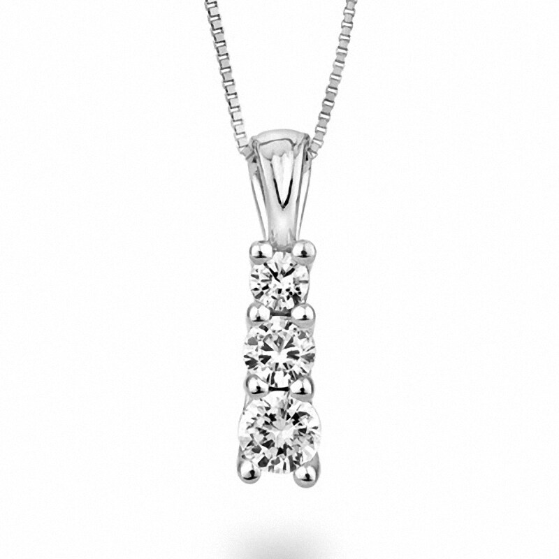 Main Image 1 of Previously Owned - 1/5 CT. T.W. Diamond Three Stone Pendant in 14K White Gold